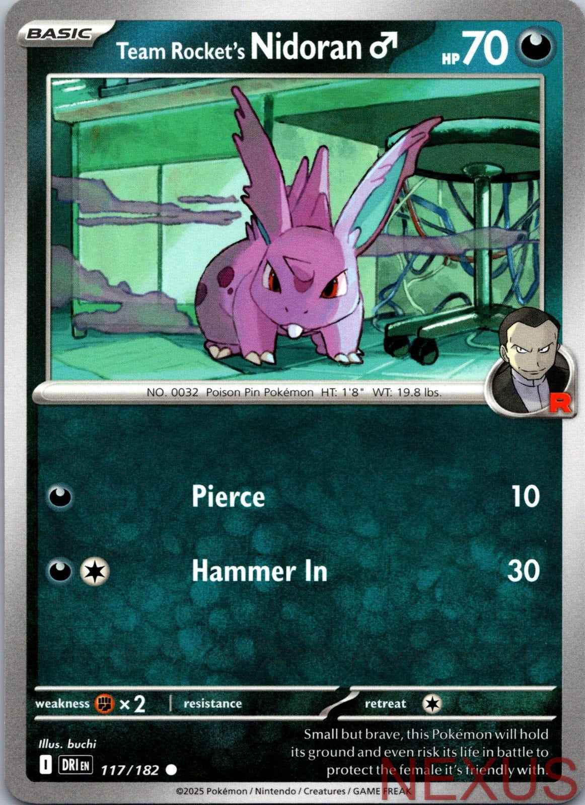 Team Rocket's NidoranM 117/182 Common Near Mint