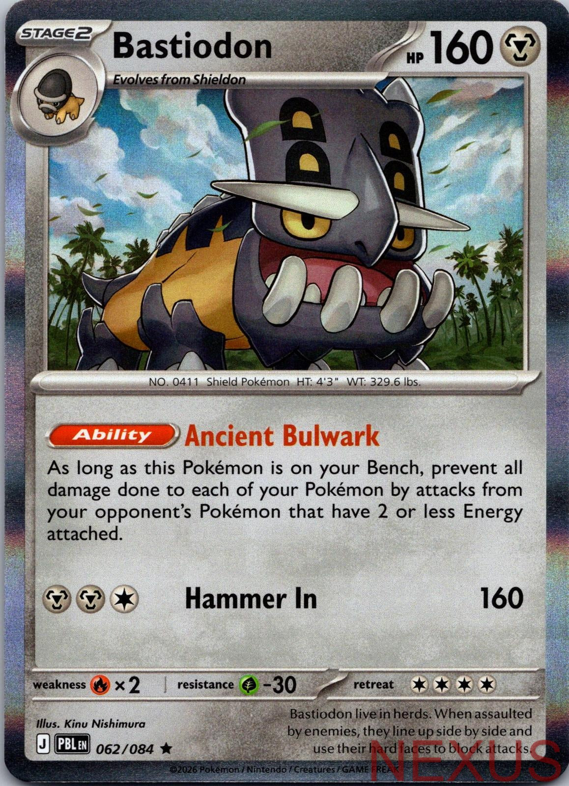 Bastiodon 062/084 Rare Holo Near Mint
