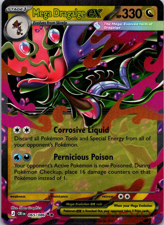 Mega Dragalge ex 065/086 Holo Double Rare Chaos Rising Pokemon Near Mint