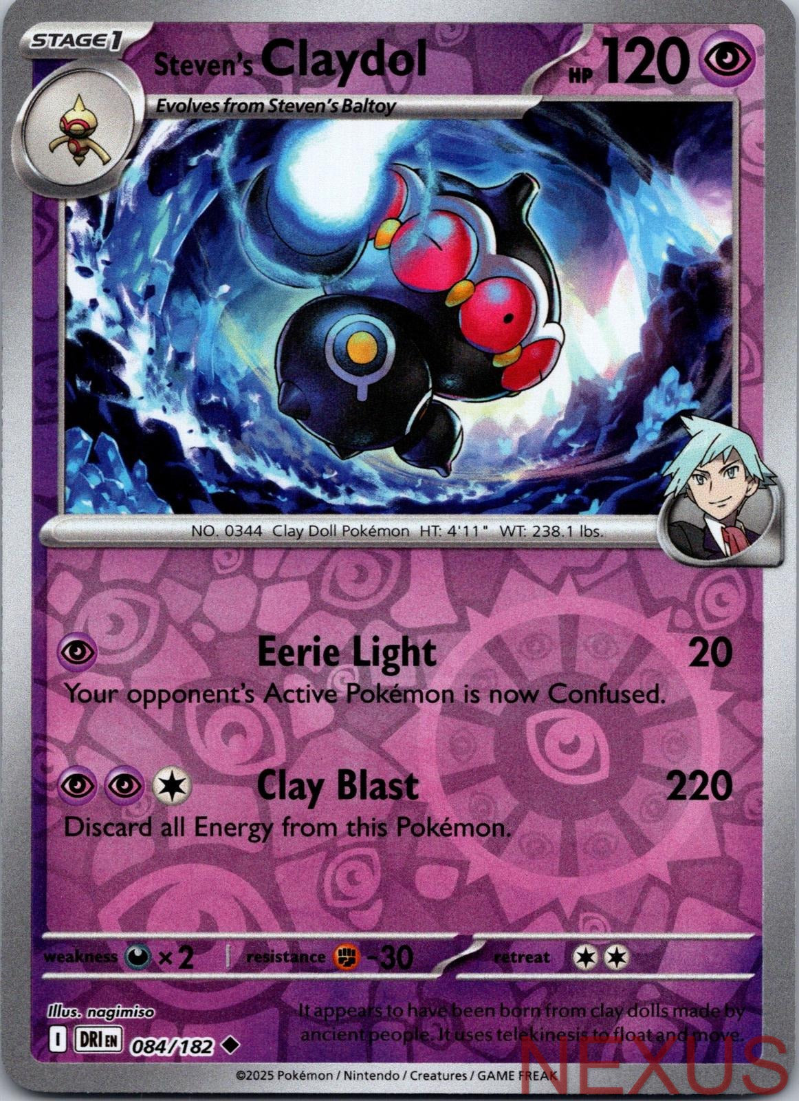 Steven's Claydol 084/182 Uncommon Reverse Holo Near Mint