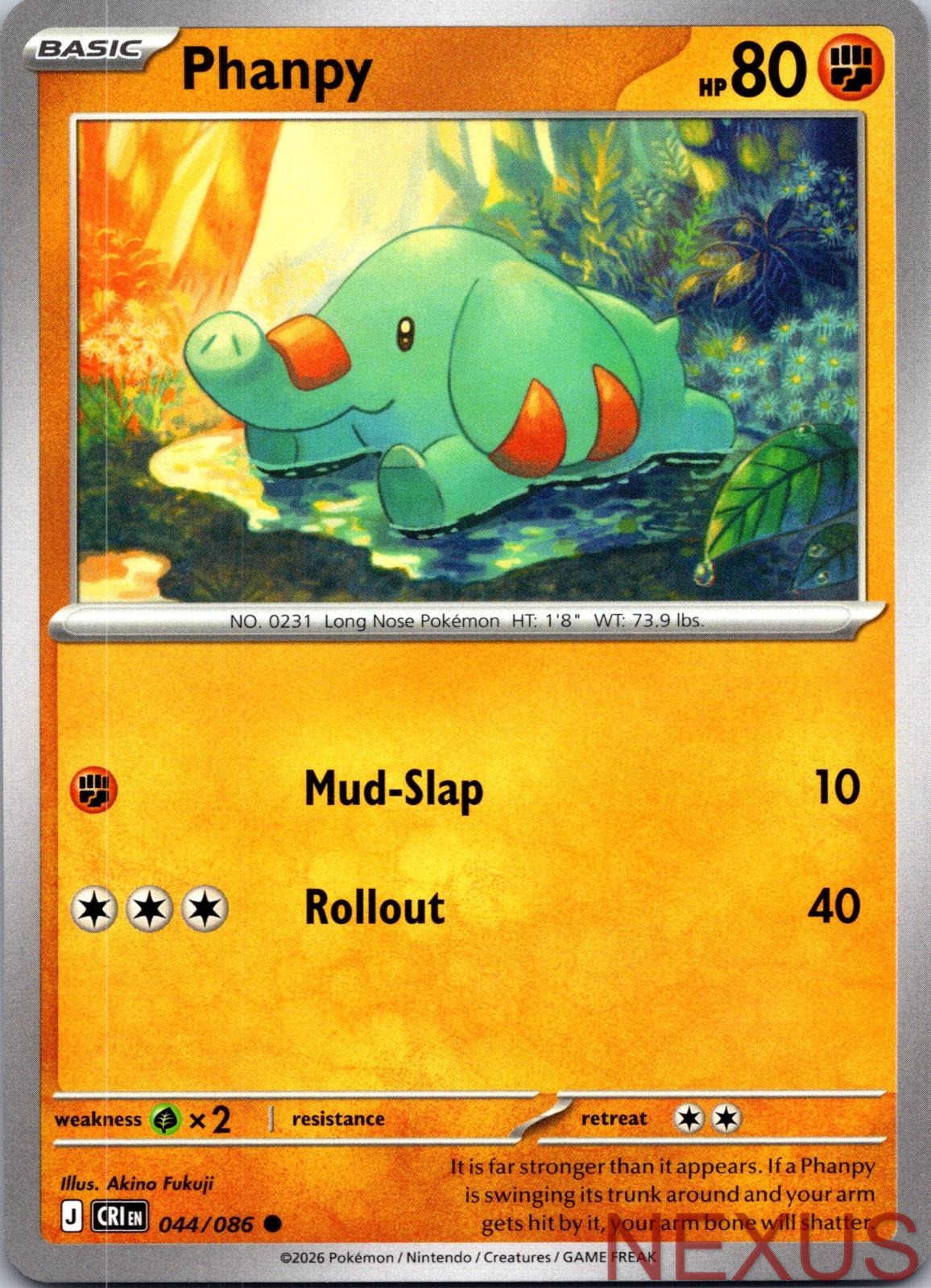 Phanpy 044/086 Common Near Mint