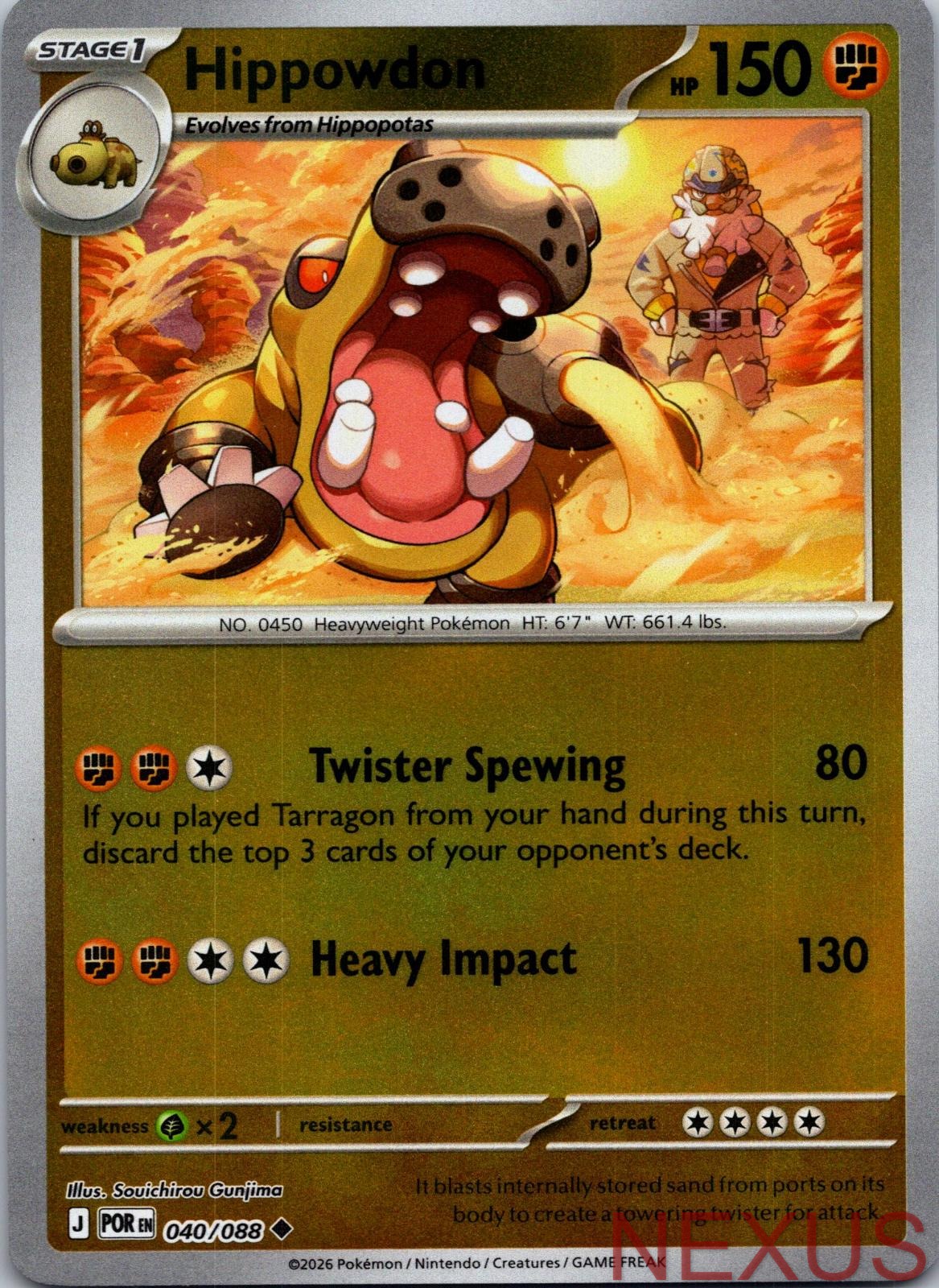 Hippowdon 040/088 Uncommon Reverse Holo Near Mint