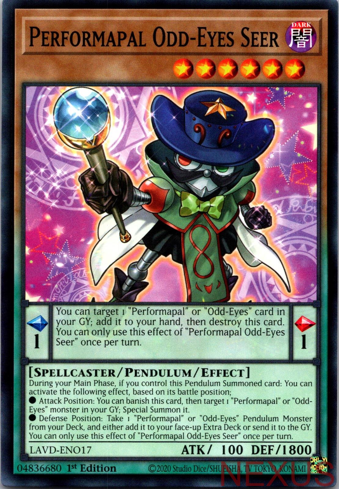 Performapal Odd-Eyes Seer LAVD-ENO17 Common / Short Print 1st Edition Near Mint