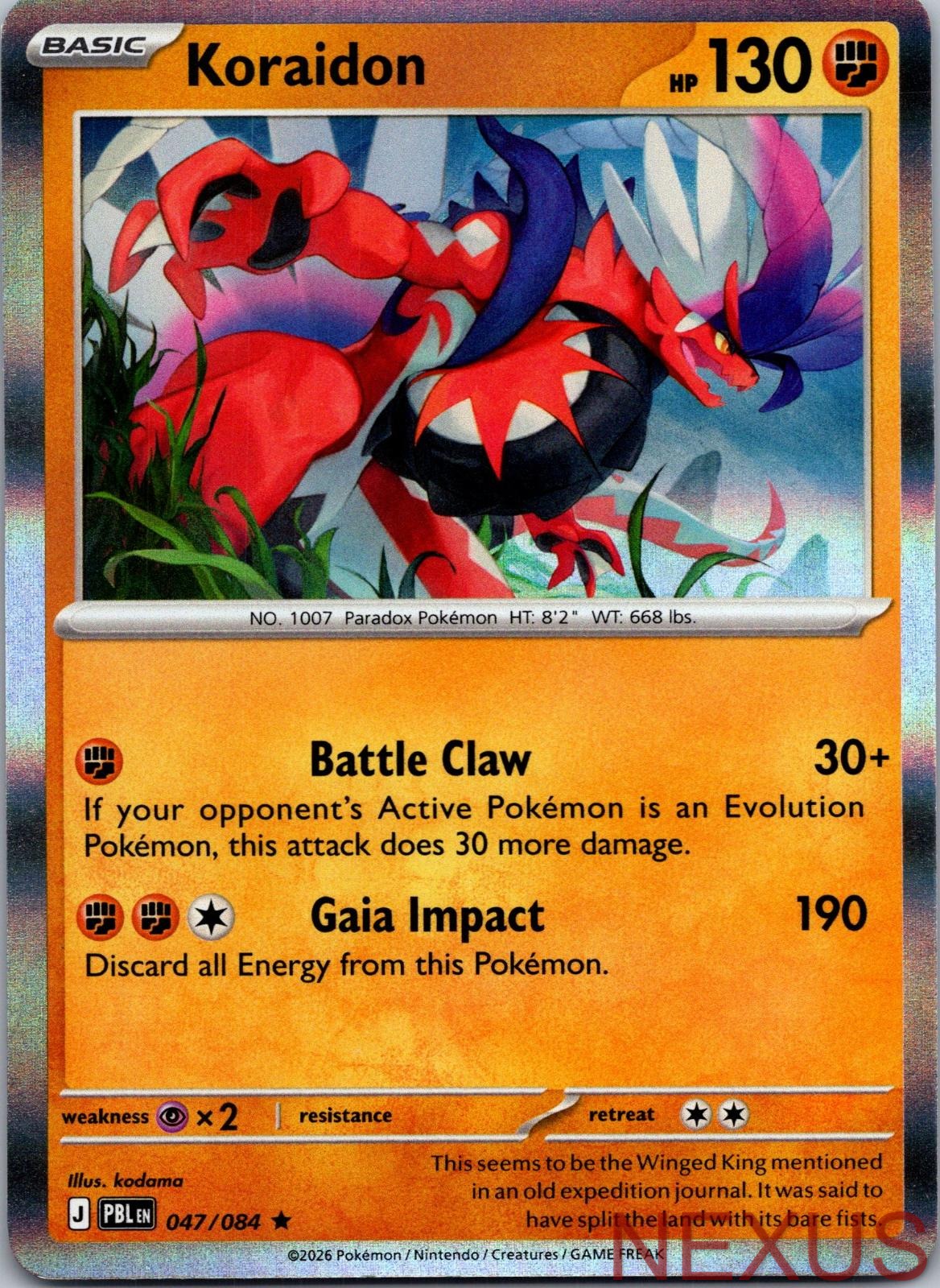 Koraidon 047/084 Rare Holo Near Mint
