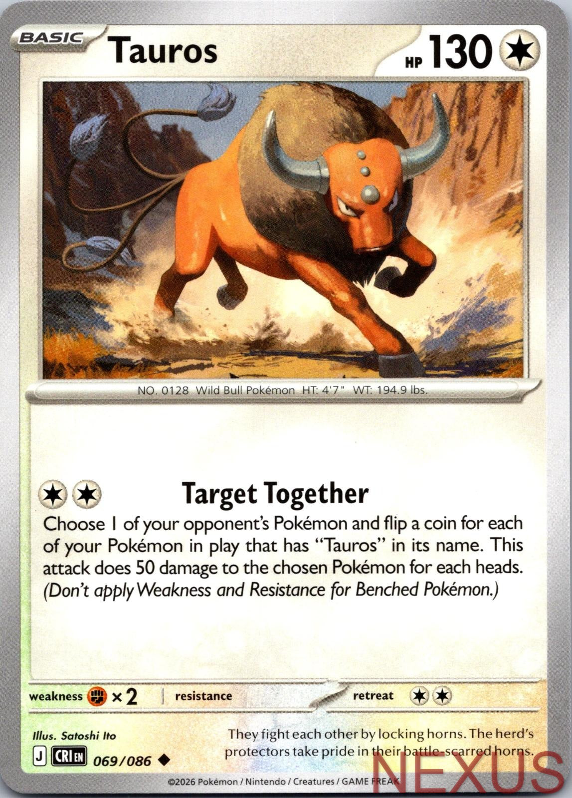 Tauros 069/086 Uncommon Near Mint