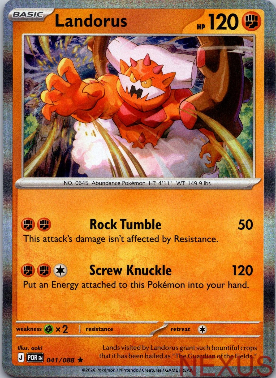 Landorus 041/088 Rare Holo Near Mint