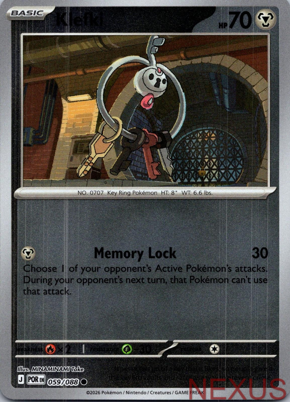 Klefki 059/088 Common Reverse Holo Near Mint