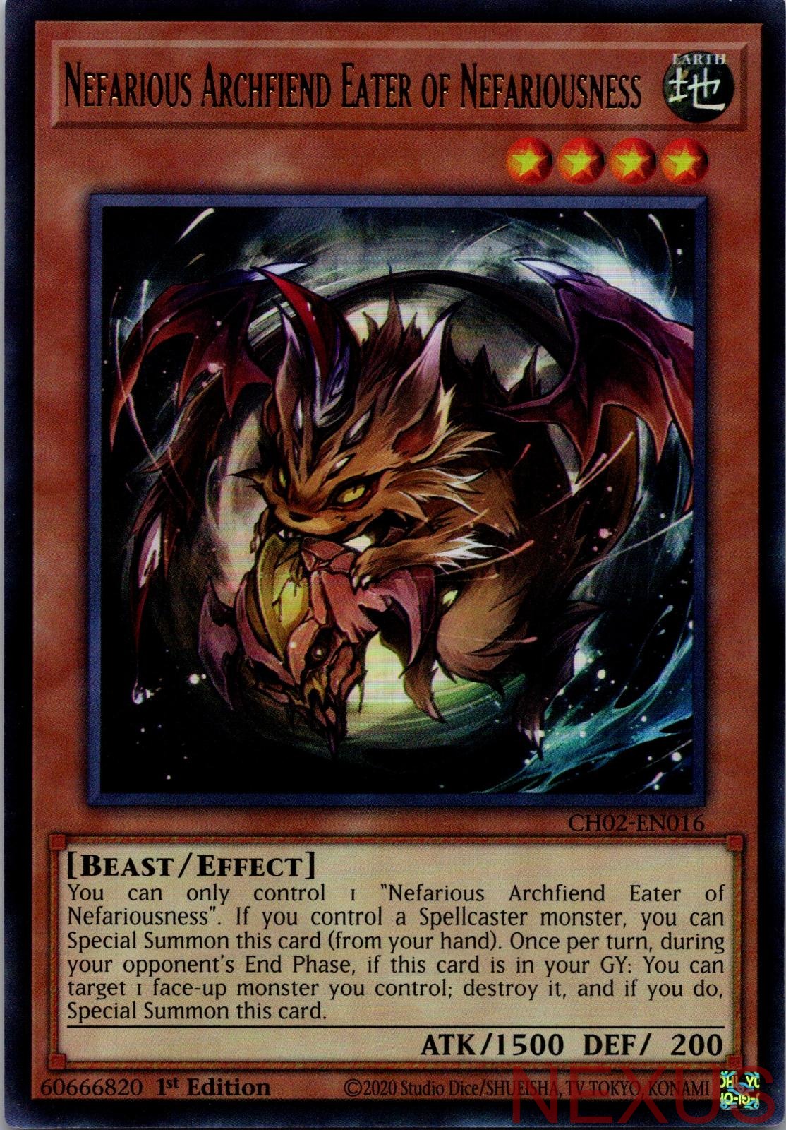 Nefarious Archfiend Eater of Nefariousness CH02-EN016 Ultra Rare 1st Edition NM