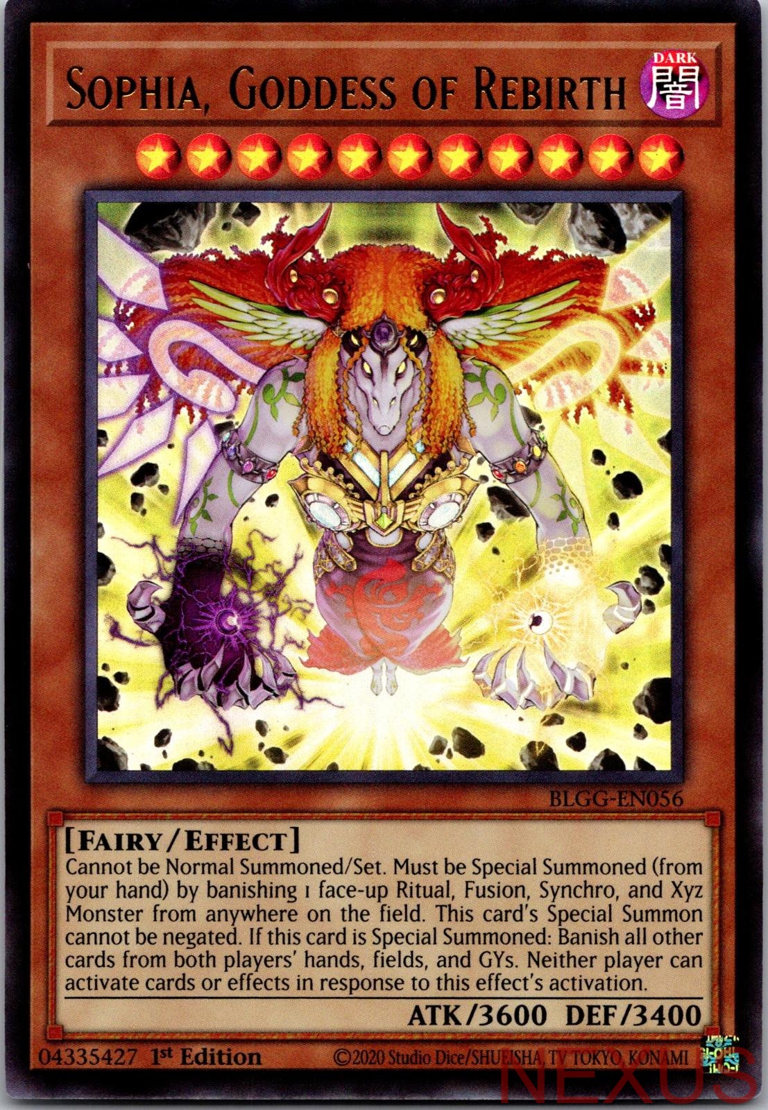 Sophia, Goddess of Rebirth BLGG-EN056 Ultra Rare 1st Edition Near Mint