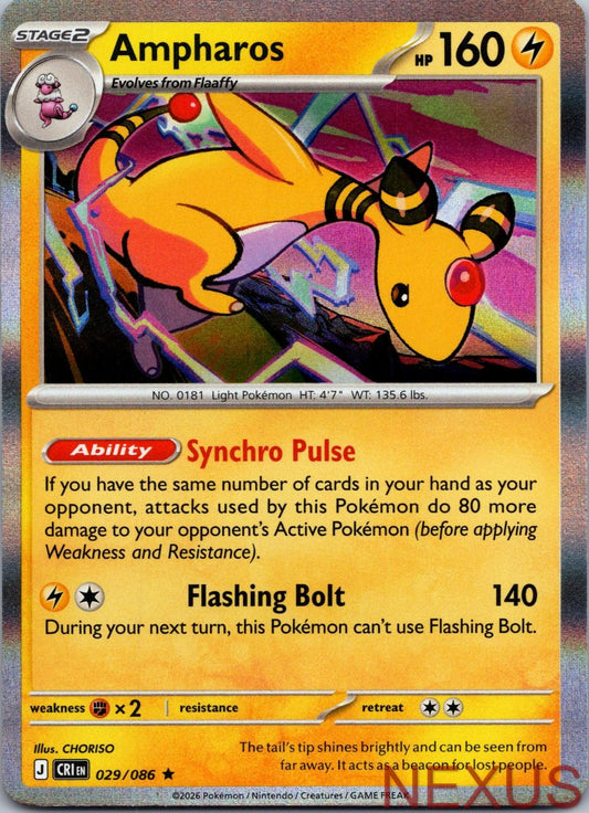 Ampharos 029/086 Rare Holo Near Mint