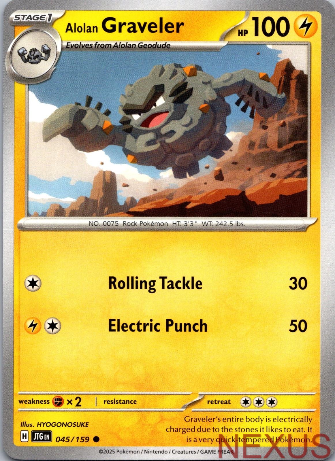 Alolan Graveler 045/159 Common Near Mint