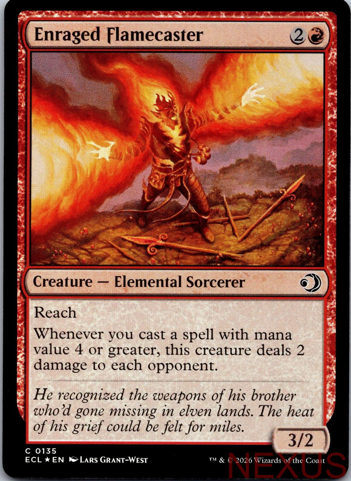 Enraged Flamecaster 135 Common Foil Near Mint
