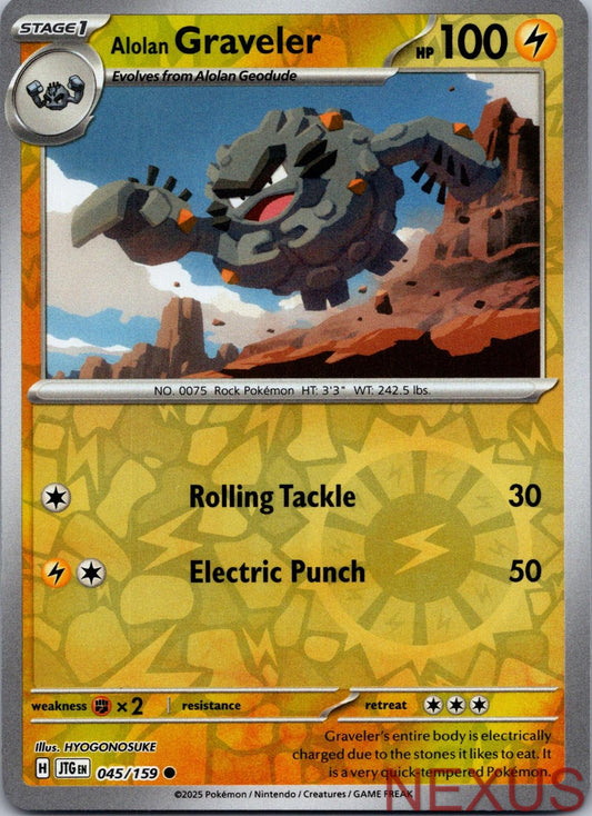 Alolan Graveler 045/159 Common Reverse Holo Near Mint