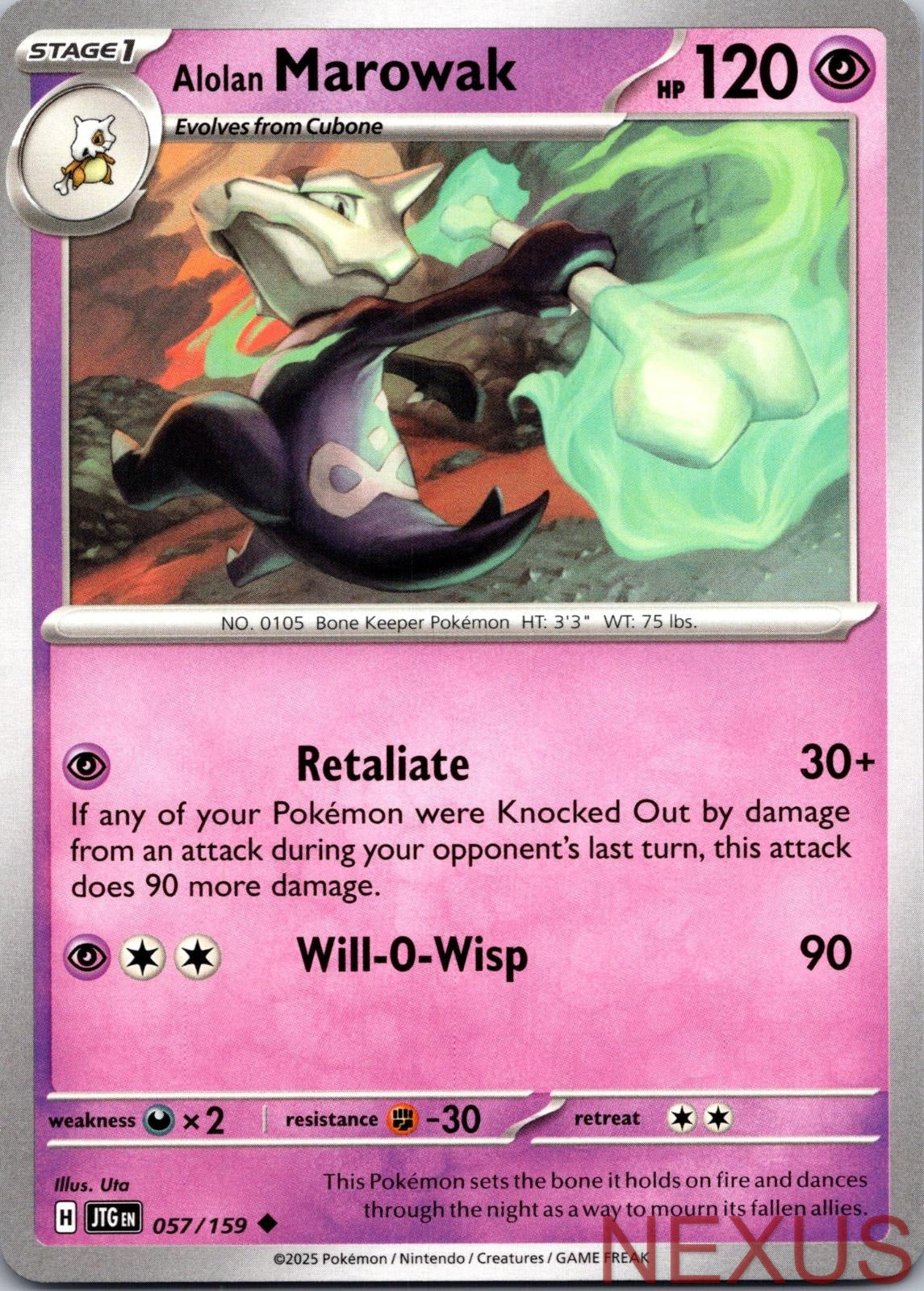 Alolan Marowak 057/159 Uncommon Near Mint