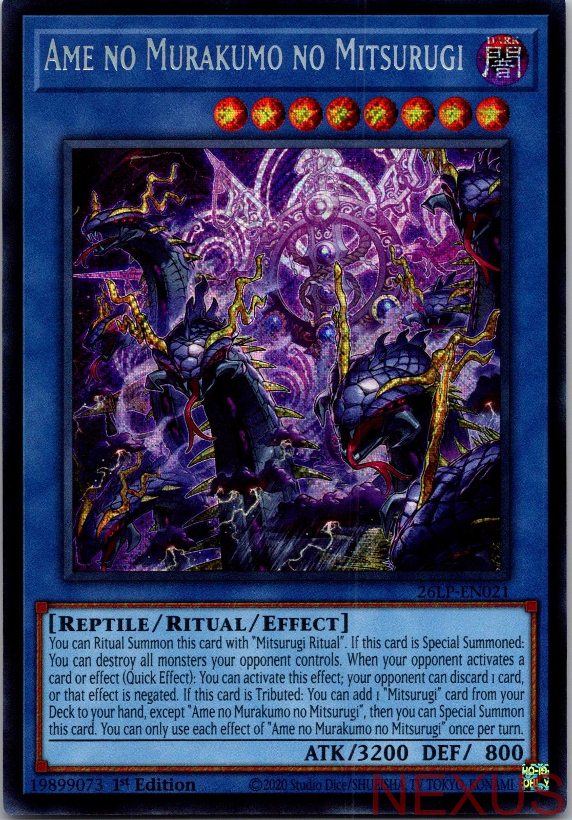 Ame no Murakumo no Mitsurugi (Secret Rare) 26LP-EN021 Secret Rare 1st Edition NM