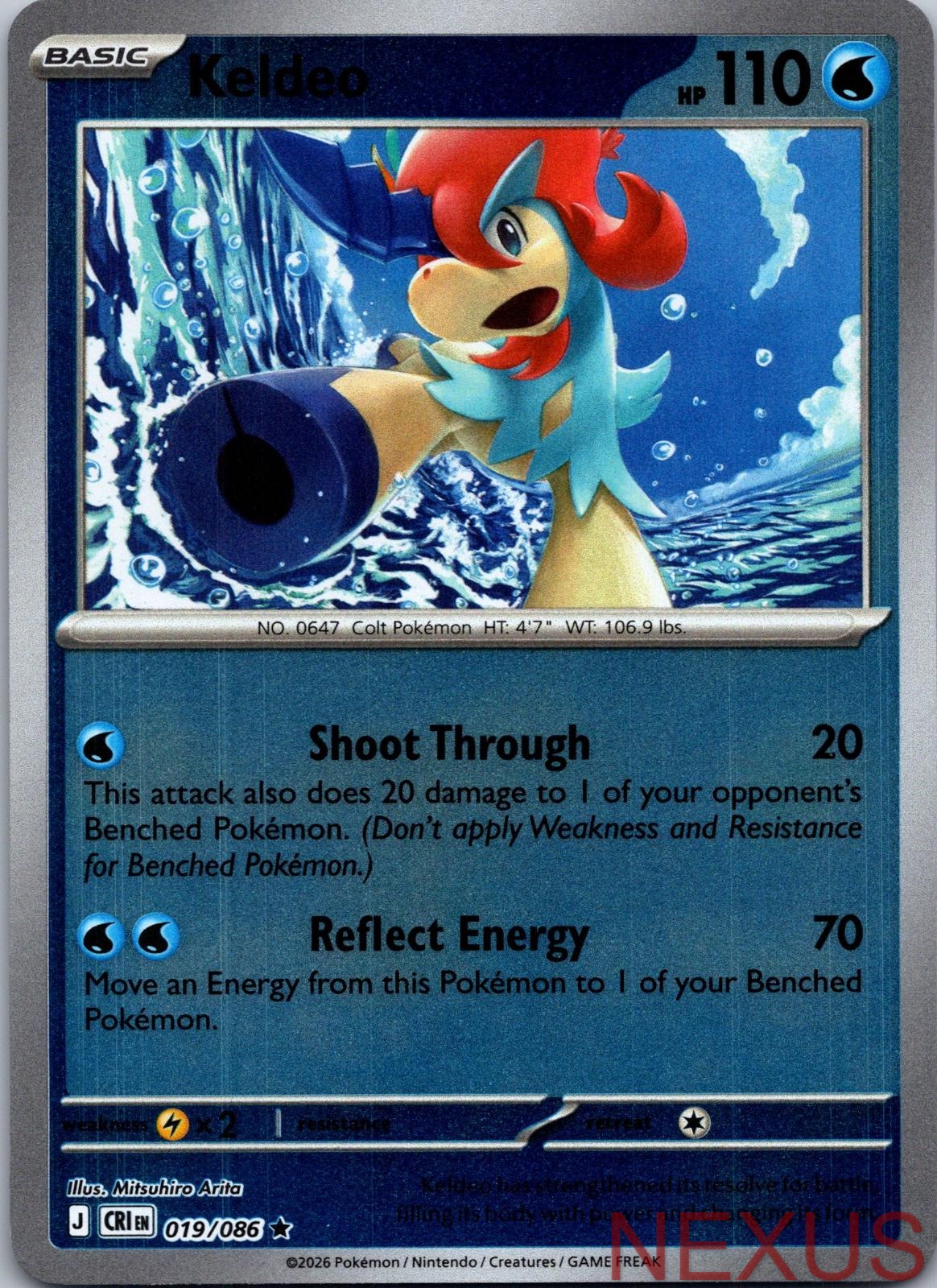Keldeo 019/086 Rare Reverse Holo Near Mint