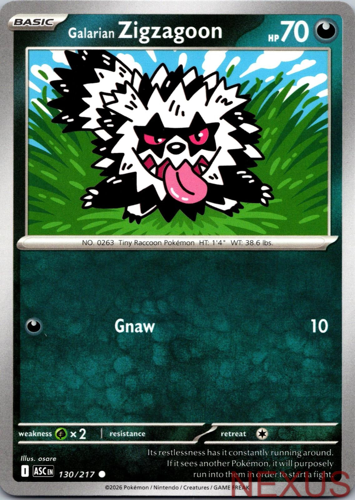 Galarian Zigzagoon 130/217 Common Near Mint
