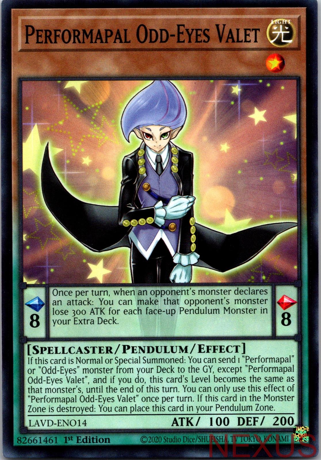 Performapal Odd-Eyes Valet LAVD-ENO14 Common / Short Print 1st Edition Near Mint
