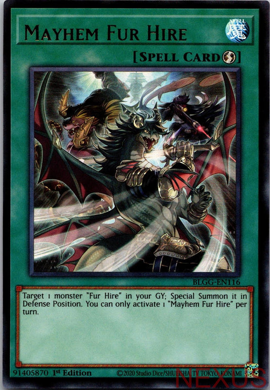 Mayhem Fur Hire BLGG-EN116 Ultra Rare 1st Edition Near Mint