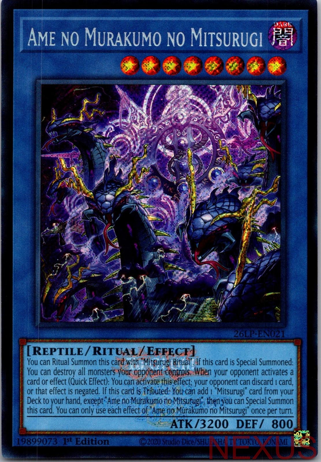 Ame no Murakumo no Mitsurugi (Emblazoned Secret Rare) 26LP-EN021 1st Edition NM