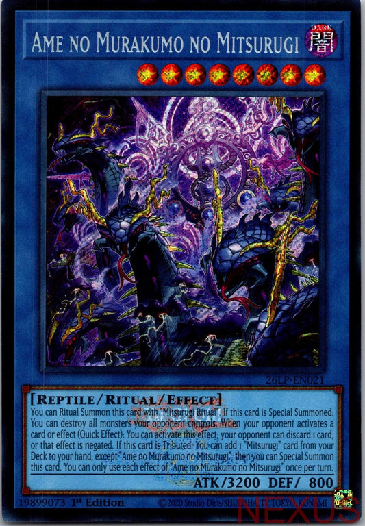 Ame no Murakumo no Mitsurugi (Emblazoned Secret Rare) 26LP-EN021 1st Edition NM