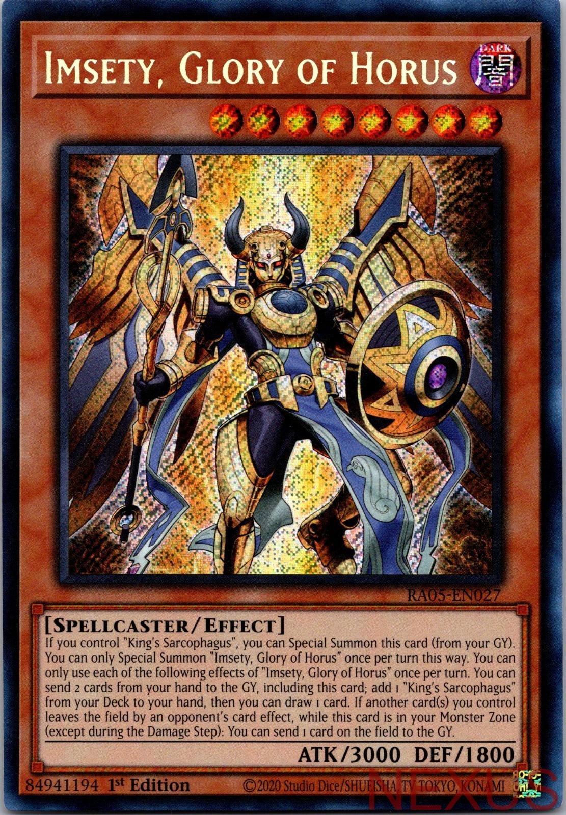 Imsety, Glory of Horus (Secret Rare) RA05-EN027 Secret Rare 1st Edition NM