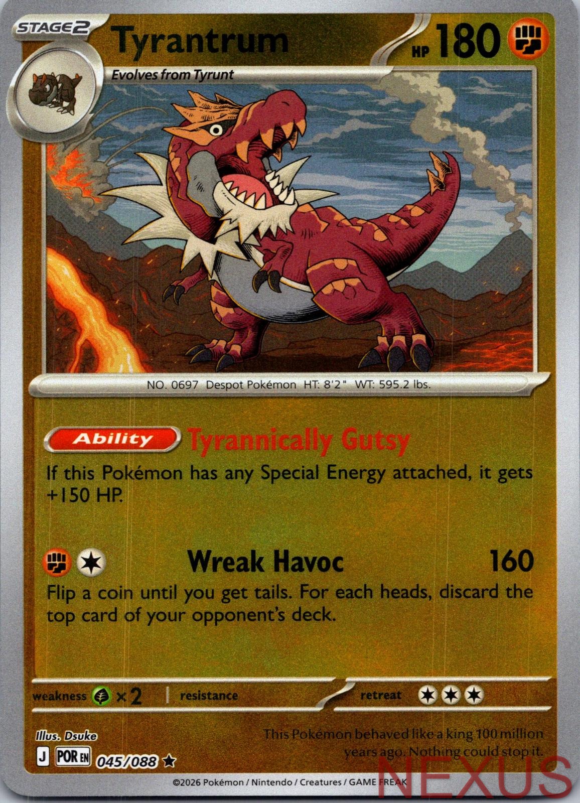 Tyrantrum 045/088 Rare Reverse Holo Near Mint