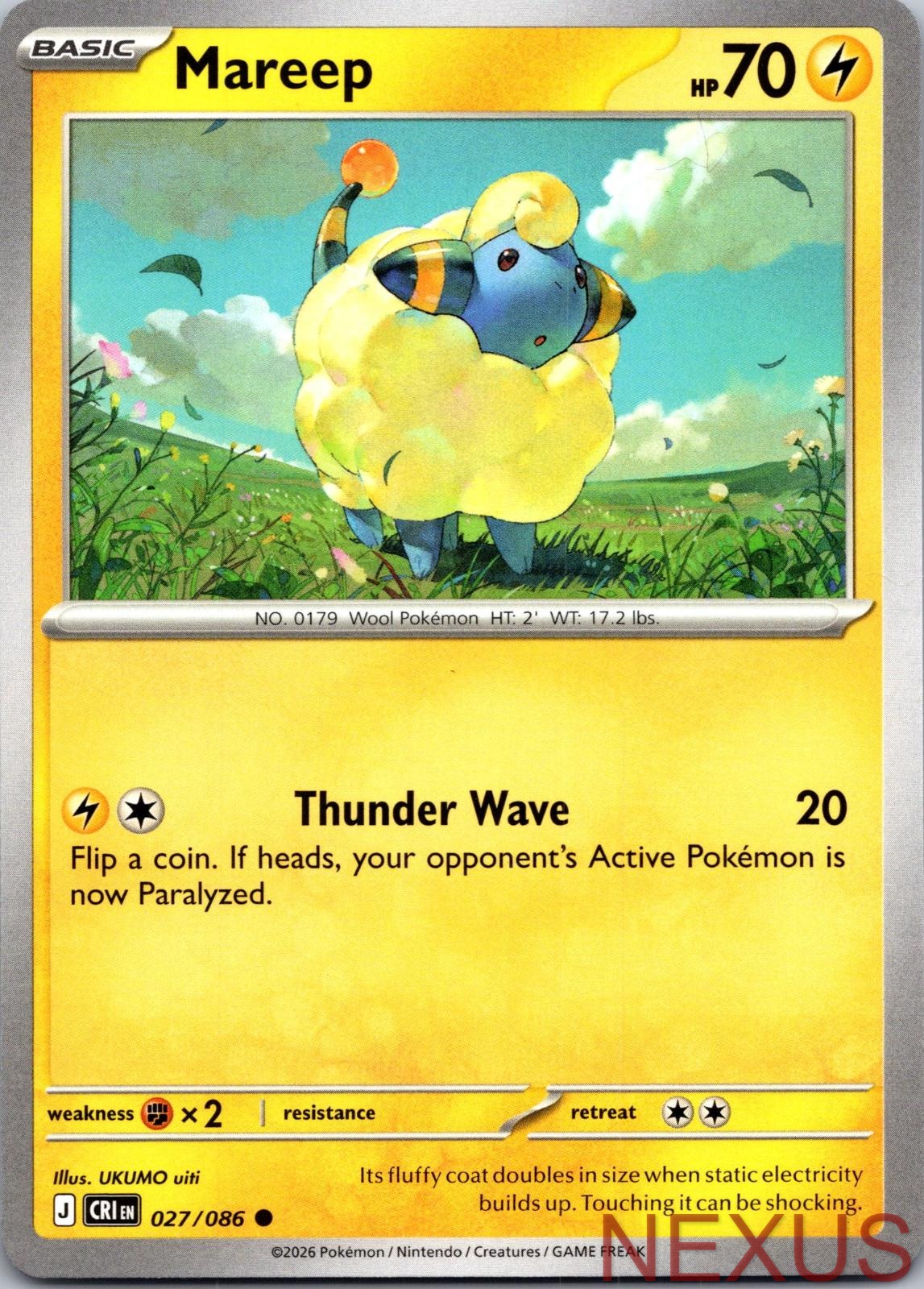Mareep 027/086 Common Near Mint