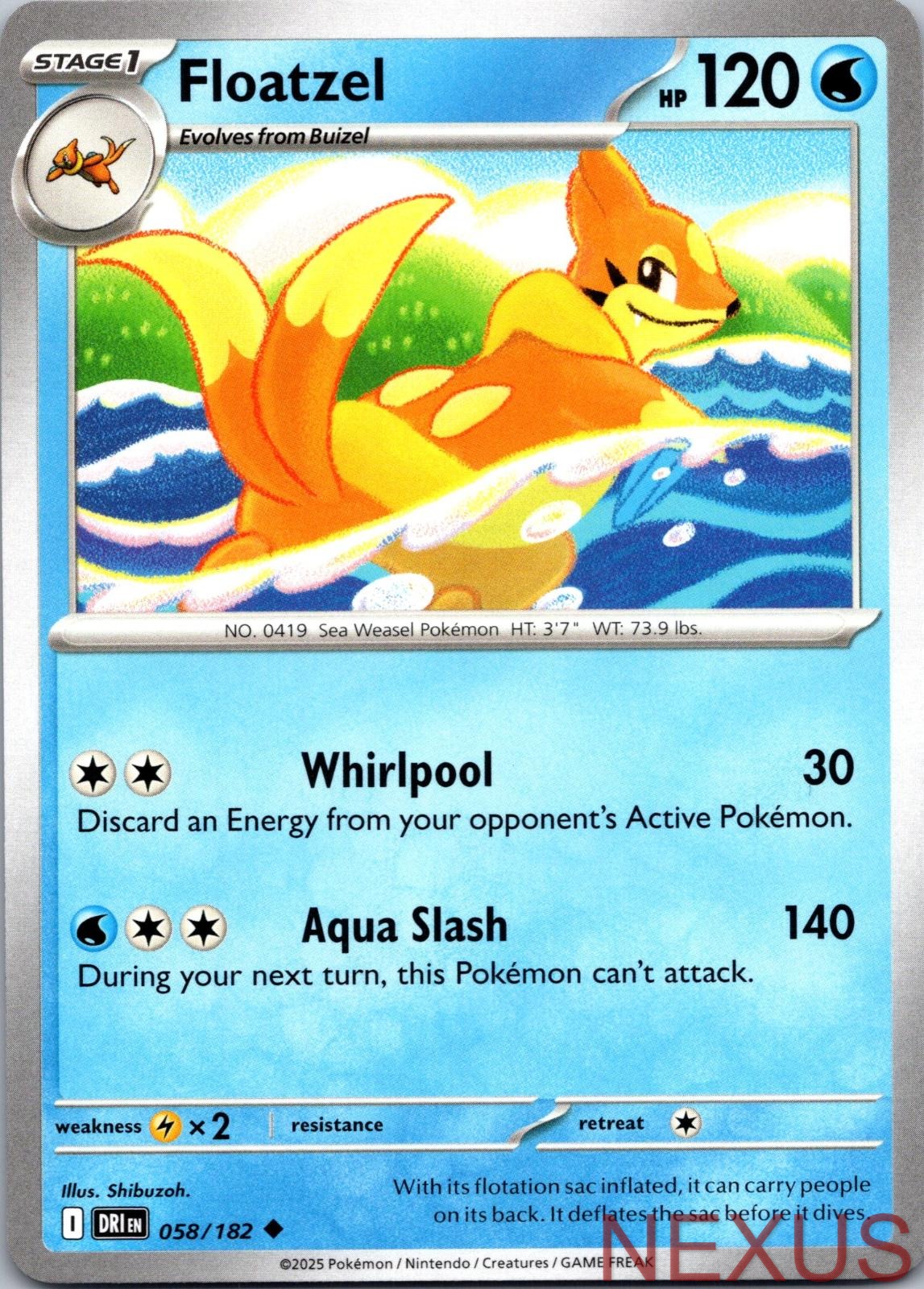 Floatzel 058/182 Uncommon Near Mint