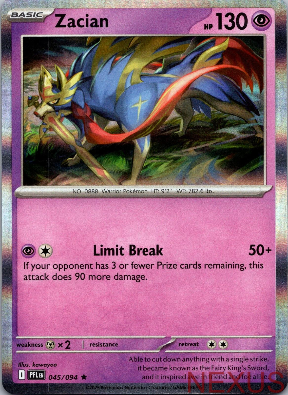 Zacian 045/094 Rare Phantasmal Flames Holo Near Mint