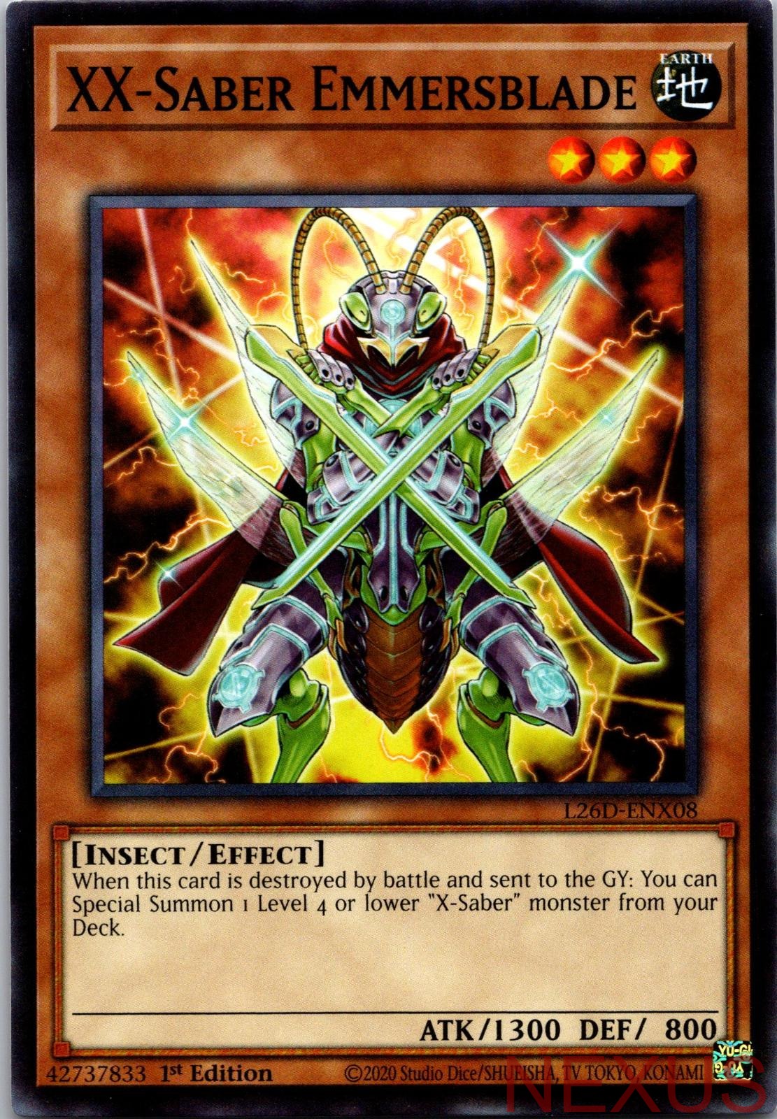 XX-Saber Emmersblade L26D-ENX08 Legendary Modern Decks 2026 1st Edition NM