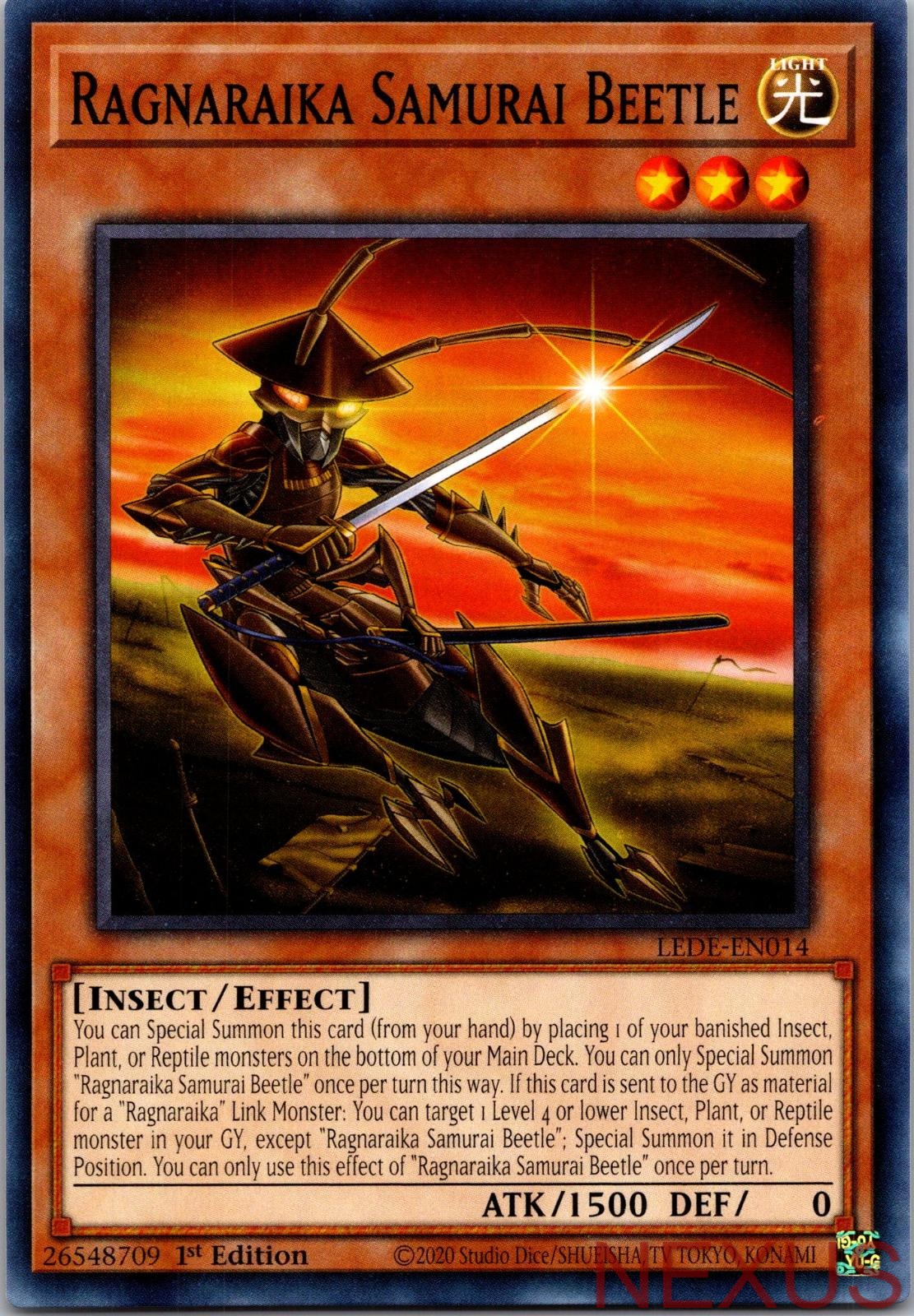 Ragnaraika Samurai Beetle LEDE-EN014 Common Legacy of Destruction 1st Edition NM