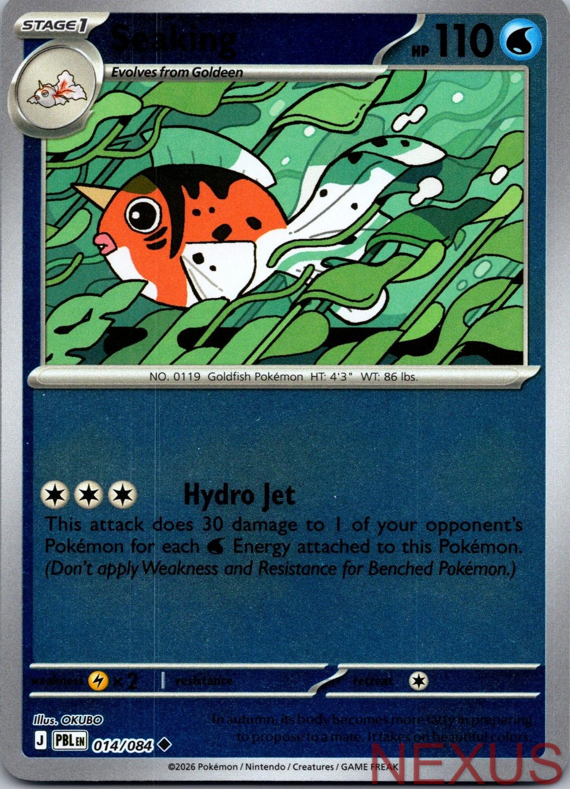 Seaking 014/084 Uncommon Pitch Black Reverse Holo Near Mint