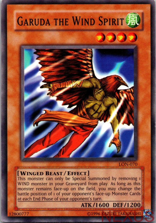 Garuda the Wind Spirit LON-070 Common Labyrinth of Nightmare Unlimited Near Mint