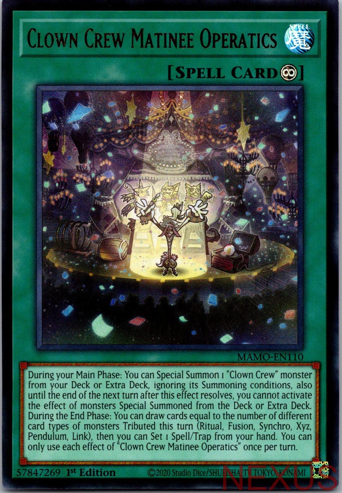Clown Crew Matinee Operatics MAMO-EN110 Yu-Gi-Oh 1st Edition NM