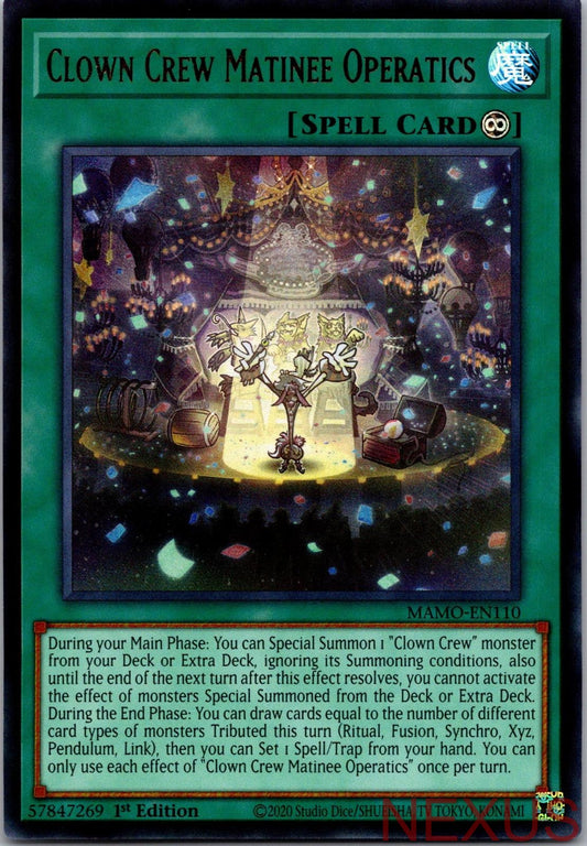 Clown Crew Matinee Operatics MAMO-EN110 Yu-Gi-Oh 1st Edition NM