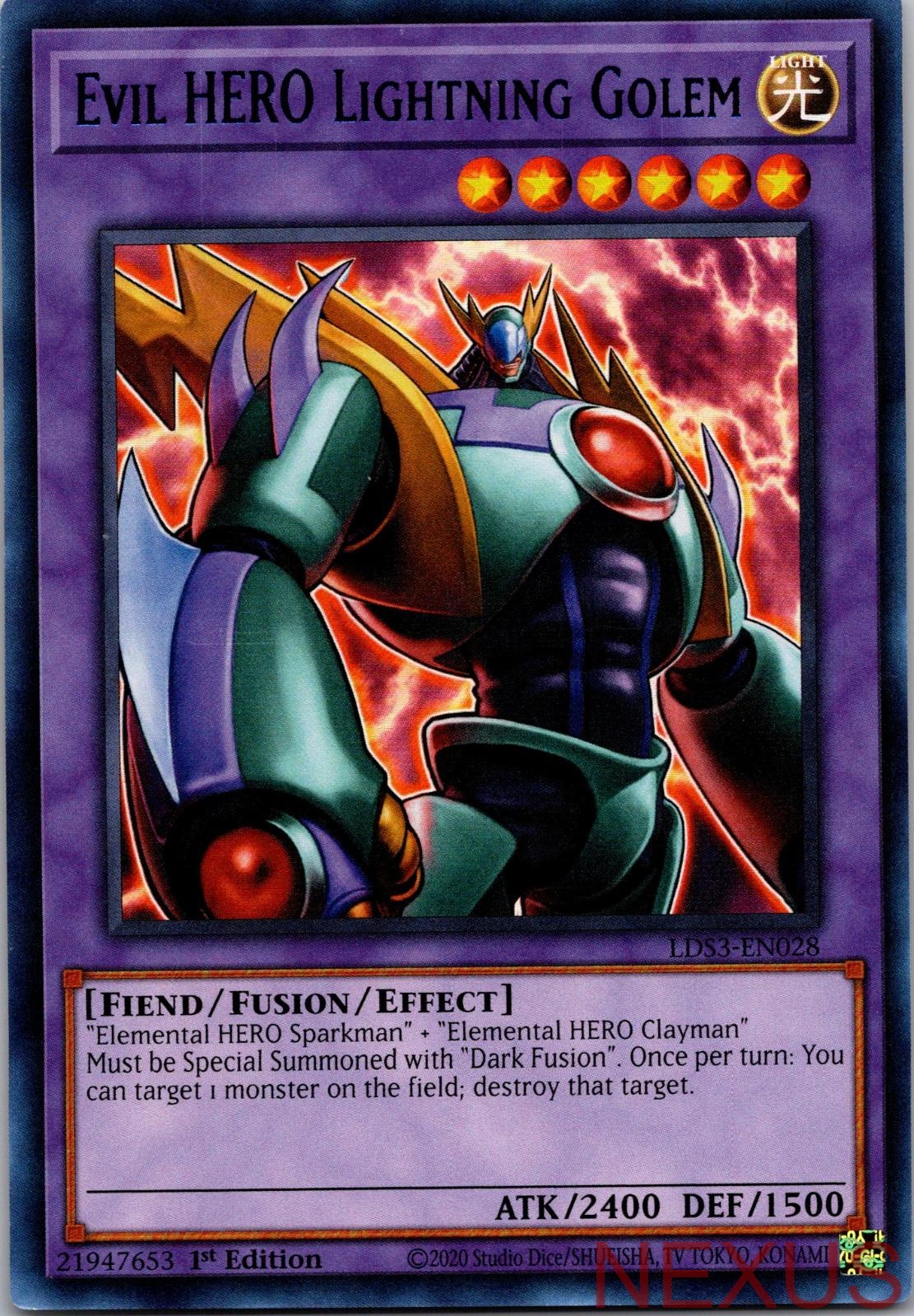 Evil HERO Lightning Golem (Blue) LDS3-EN028 1st Edition NM