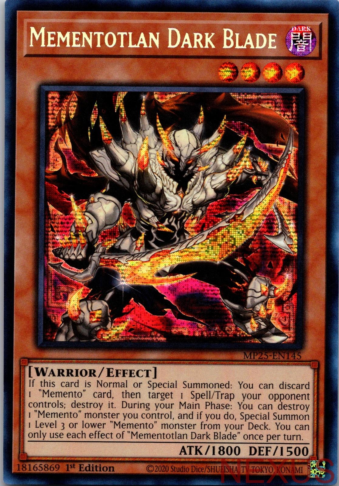 Mementotlan Dark Blade MP25-EN145 Prismatic Secret Rare 1st Edition Near Mint