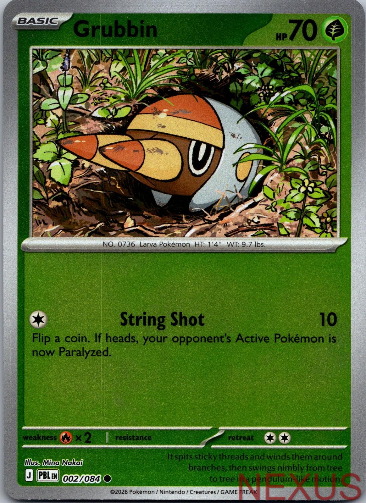 Grubbin 002/084 Common Pitch Black Reverse Holo Near Mint