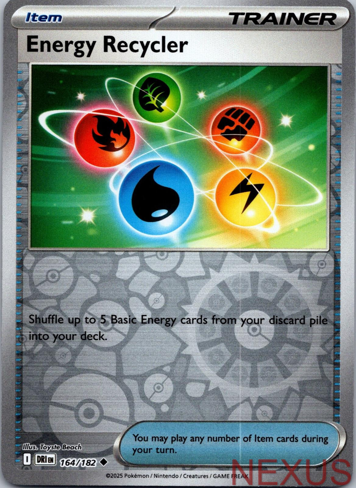 Energy Recycler 164/182 Uncommon Reverse Holo Near Mint