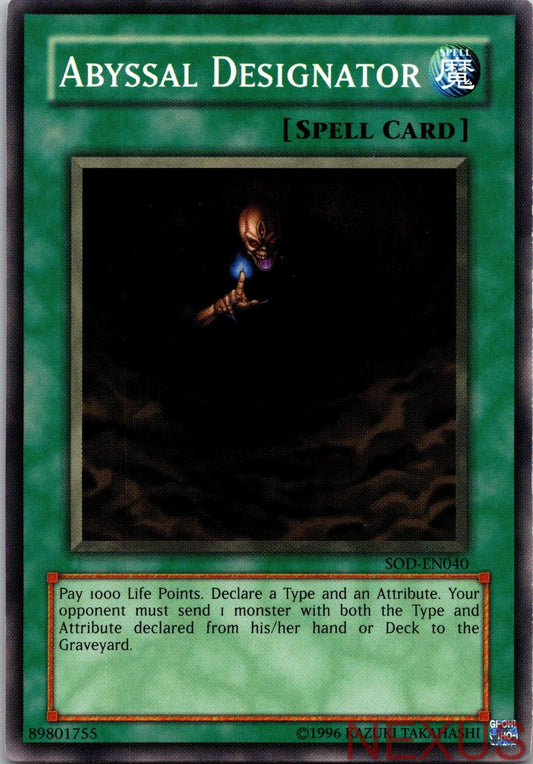 Abyssal Designator SOD-EN040 Common Soul of the Duelist Unlimited Near Mint