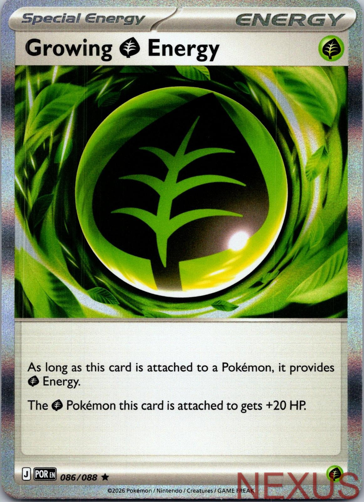 Growing Grass Energy 086/088 Rare Holo Near Mint