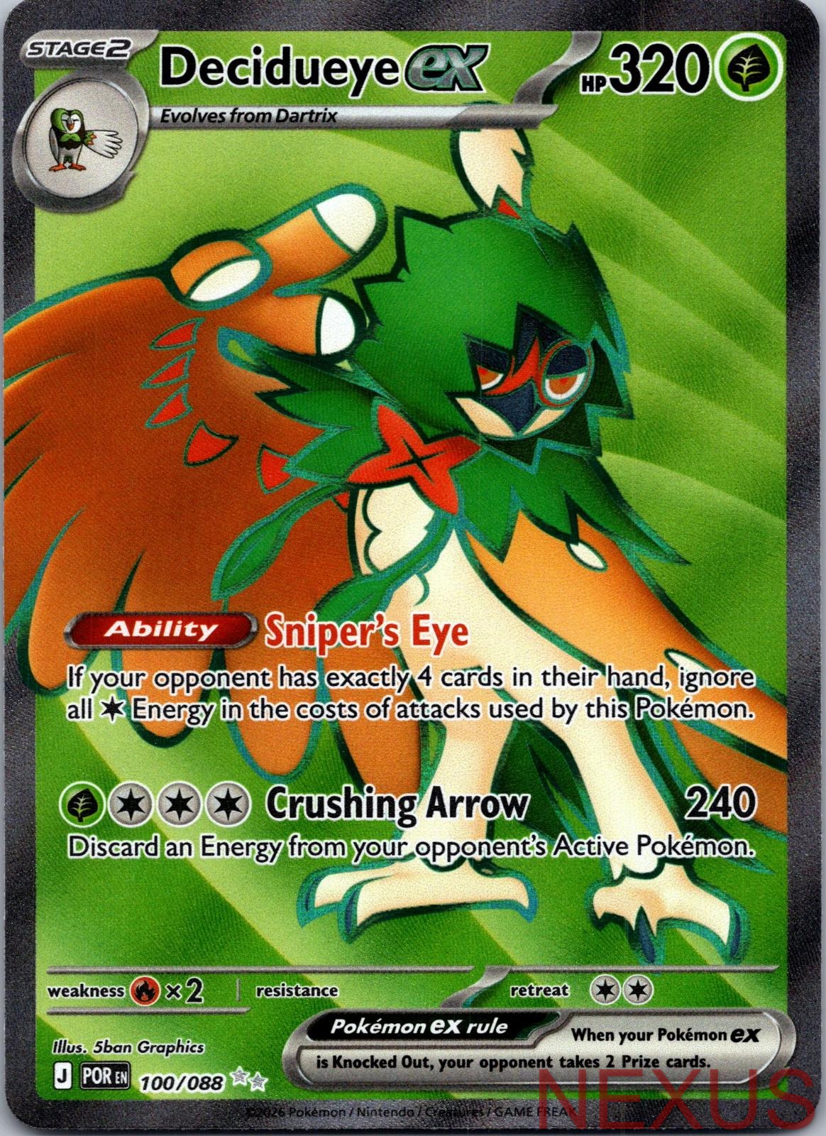 Decidueye ex 100/088 Holo Ultra Rare Near Mint