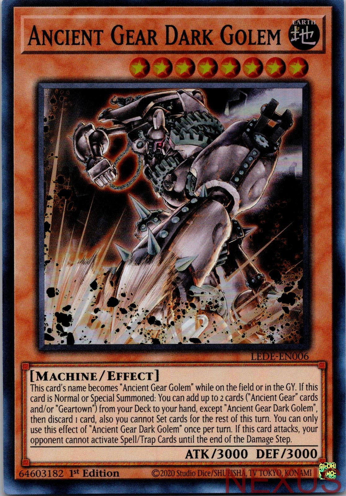 Ancient Gear Dark Golem LEDE-EN006 Super Rare 1st Edition Near Mint