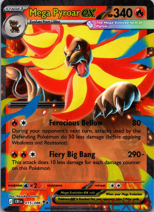 Mega Pyroar ex 015/086 Holo Double Rare Near Mint