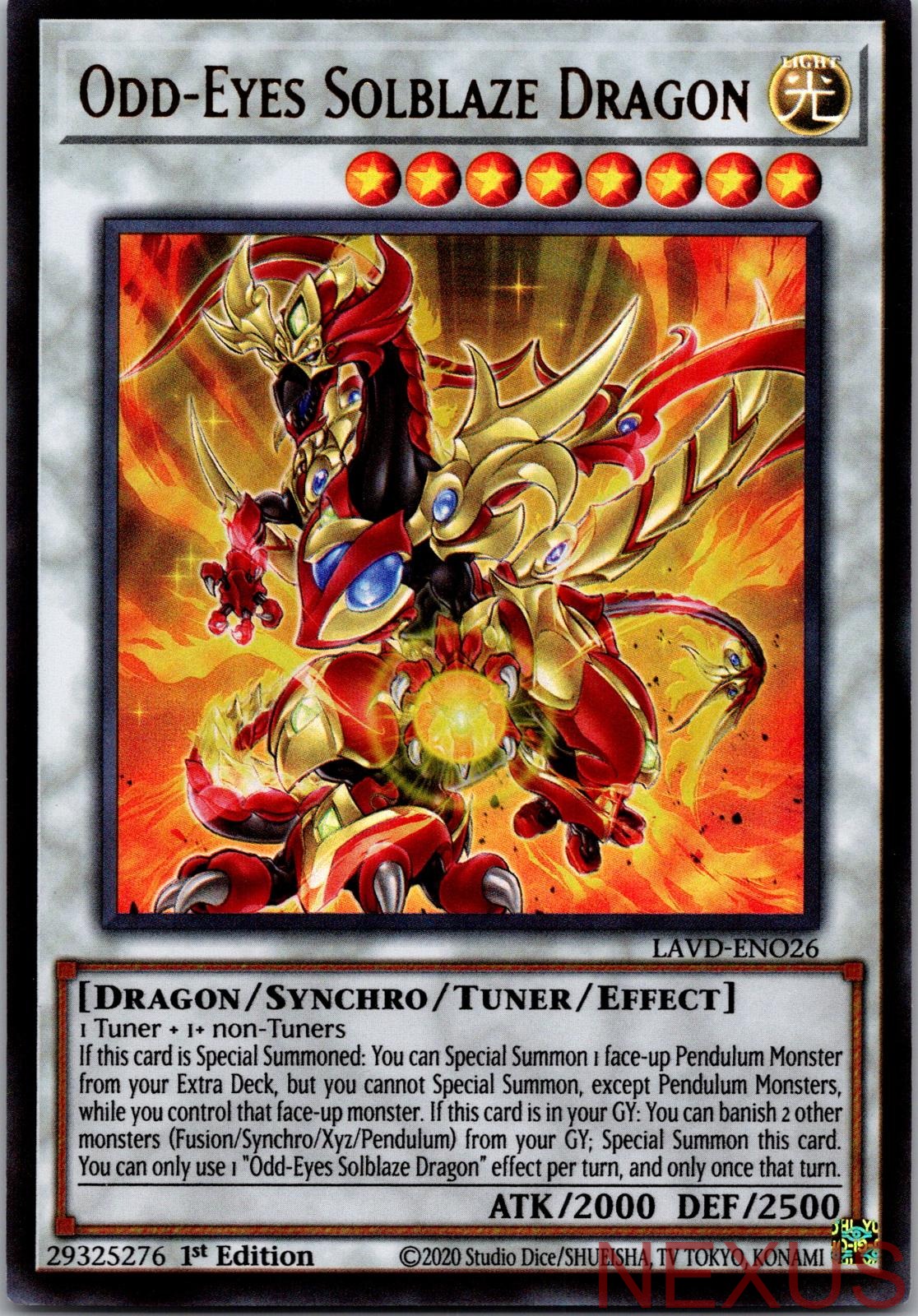 Odd-Eyes Solblaze Dragon LAVD-ENO26 Ultra Rare 1st Edition Near Mint