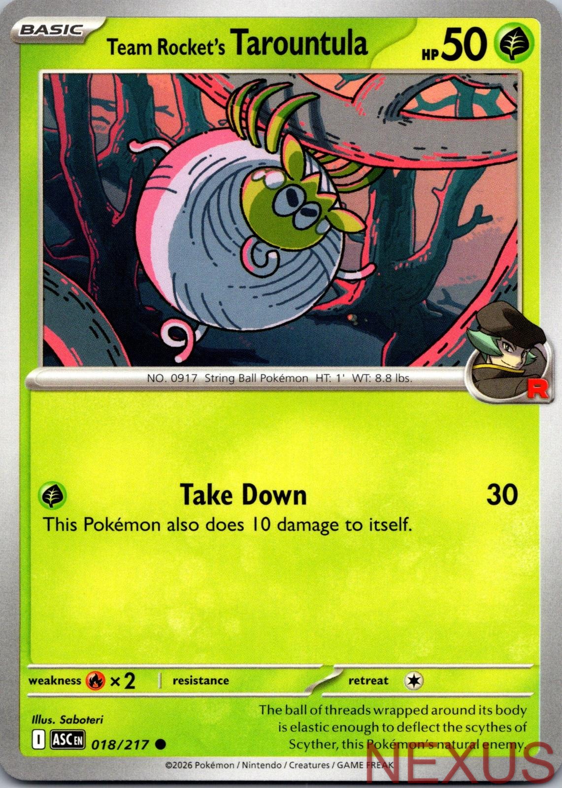 Team Rocket's Tarountula 018/217 Common Near Mint