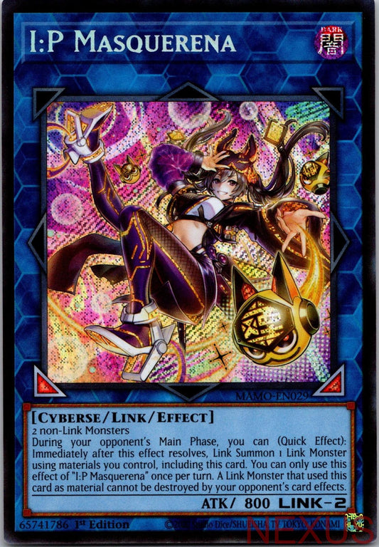 I:P Masquerena (Secret Rare) MAMO-EN029 Yu-Gi-Oh 1st Edition NM