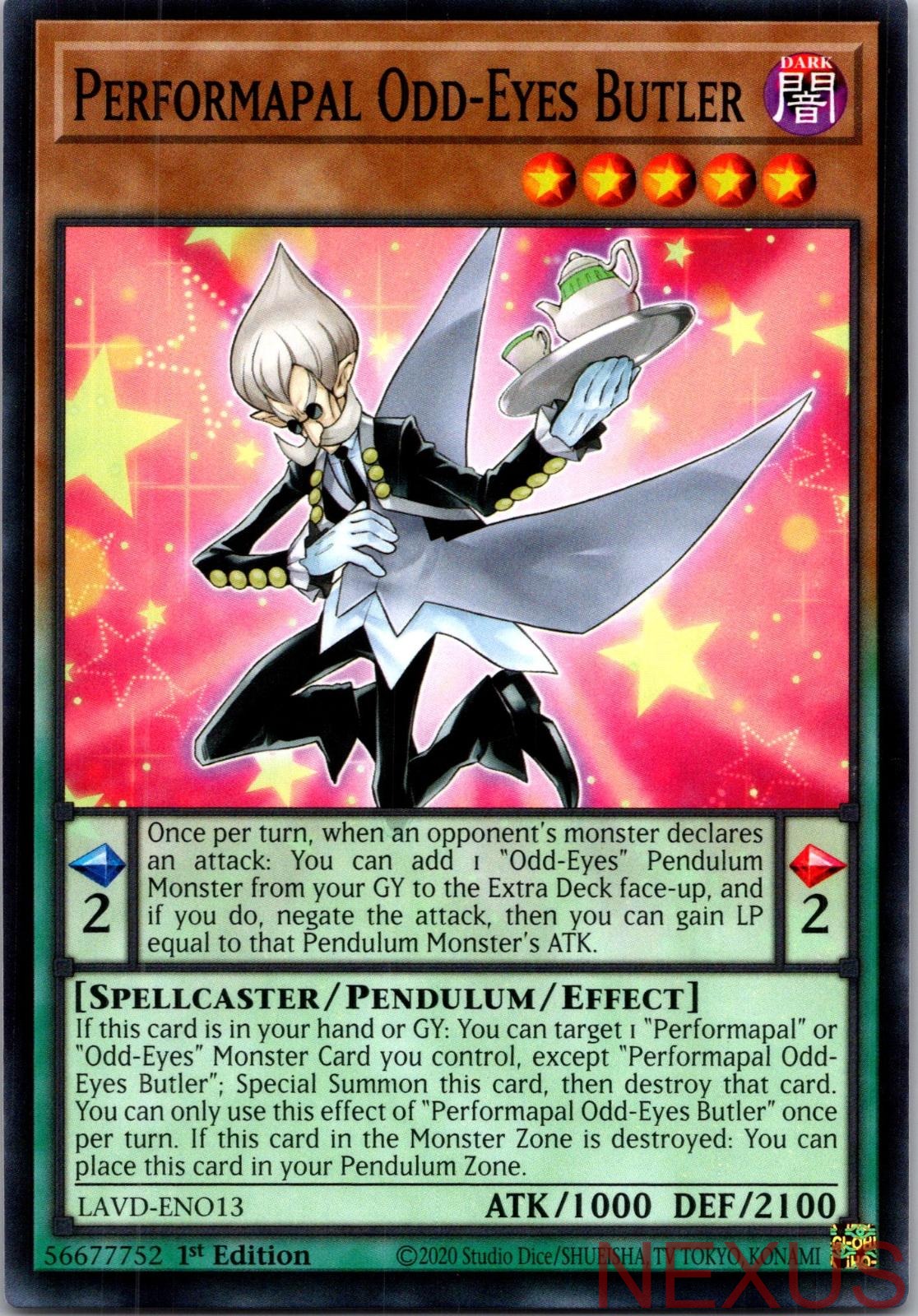 Performapal Odd-Eyes Butler LAVD-ENO13 Common / Short Print 1st Edition NM