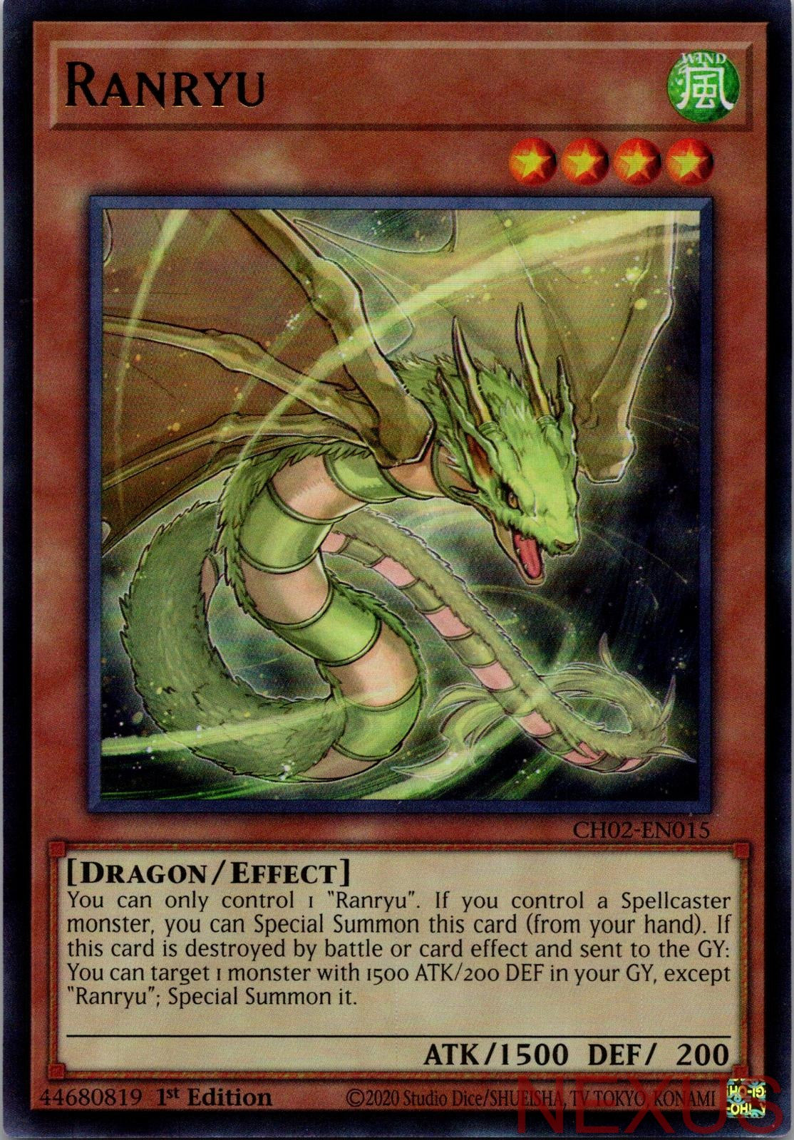 Ranryu CH02-EN015 Ultra Rare 1st Edition Near Mint